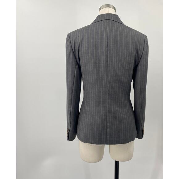 Brooks Brothers Pinstripe Blazer Wool Single Breasted Button Down Grey Womens 4 - Picture 6 of 7